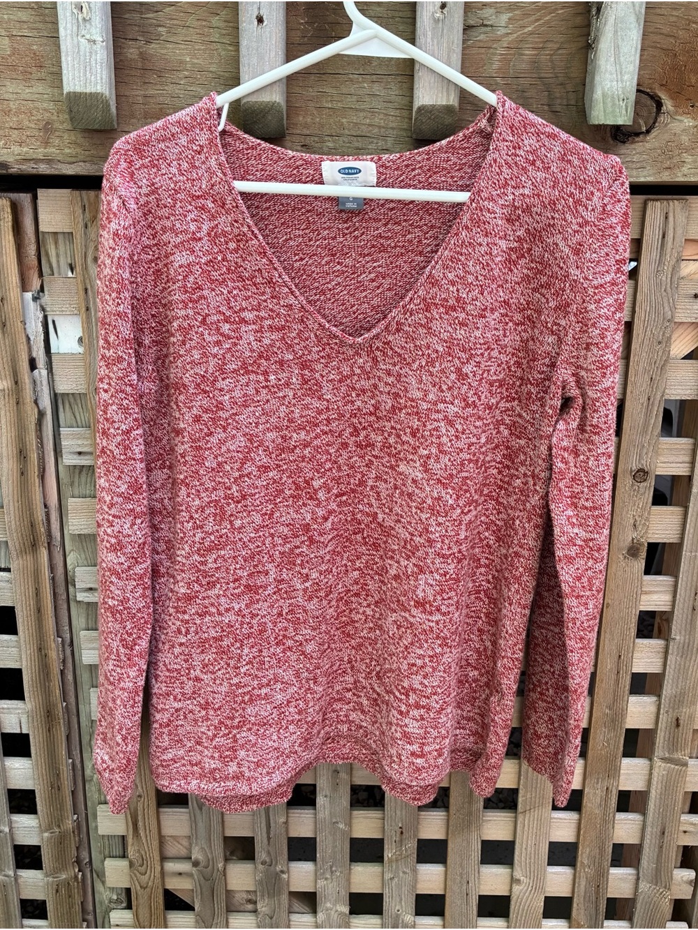 Old Navy Red Marled V-Neck Sweater - Women's